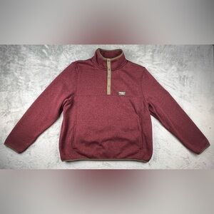 LL Bean Fleece Pullover Jacket Men XL Burgundy Sweater Snap T Outdoor 298050
